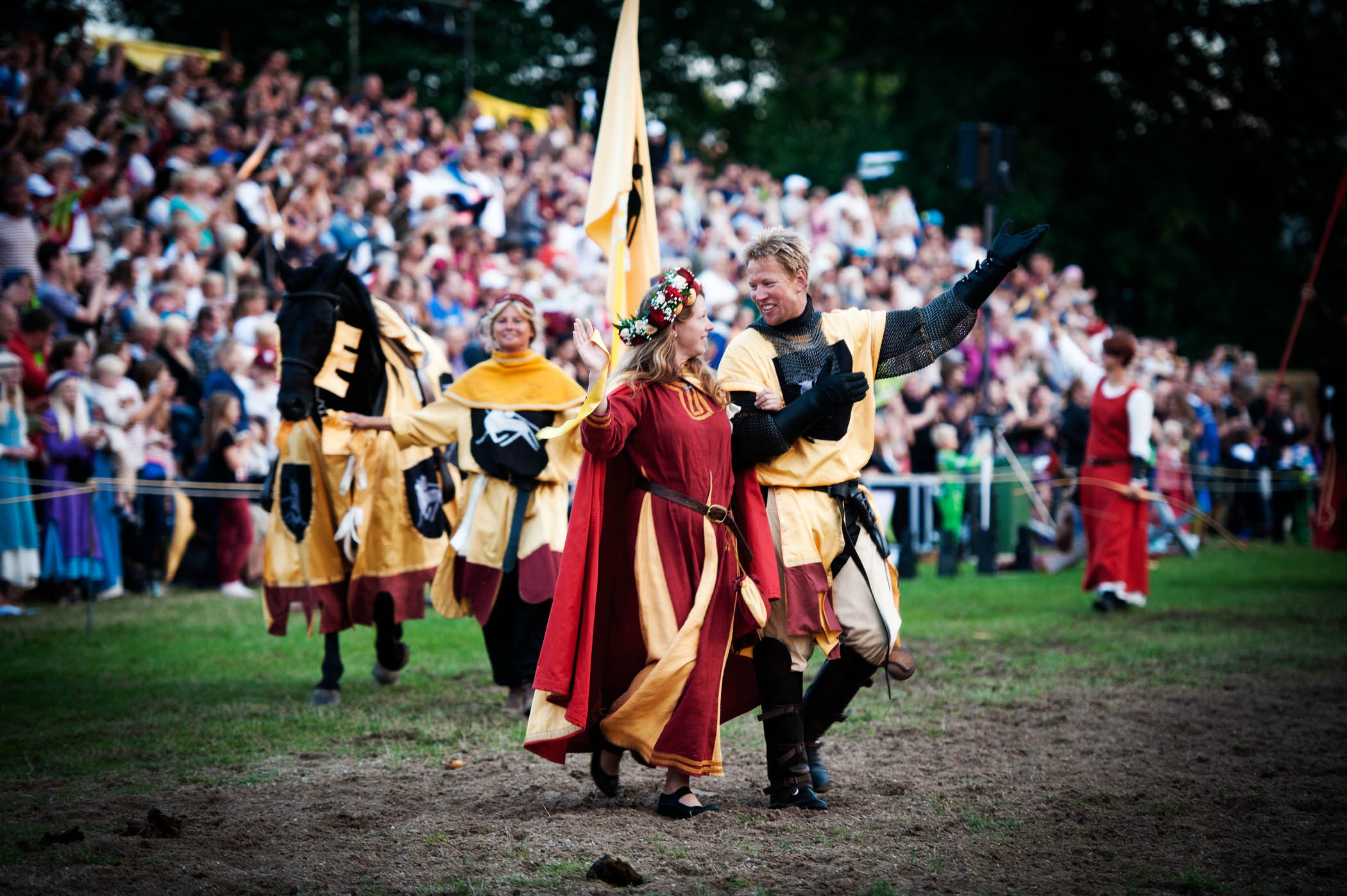 Middelalderfestival i Visby. Gjennskaping av slag i 1361 hvor soldater fra danskekongens hær regelrett slaktet den svenske bondehæren.